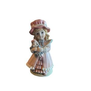 Vintage Homco‎ Little Victorian Girl Holding Doll #1419 Porcelain Figurine 6"